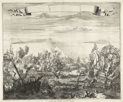Zeeslag voor Malaga, 1704 door Romeyn de Hooghe (attributed to)