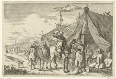 Ruiters rusten bij tenten door Romeyn de Hooghe (rejected attribution)