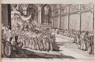 Een scène aan het koninklijk hof van Tsaar Alexis Mikhailovich, 1677 door Romeyn de Hooghe