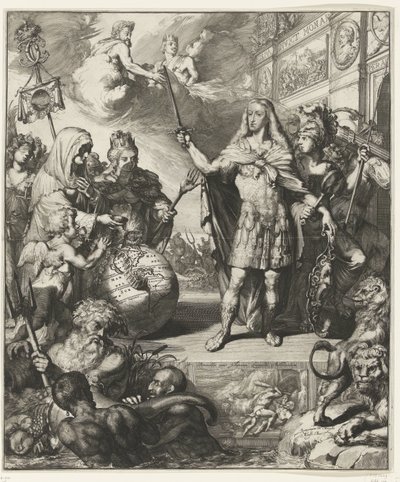 Allegorisch portret van Karel II van Spanje door Romeyn de Hooghe