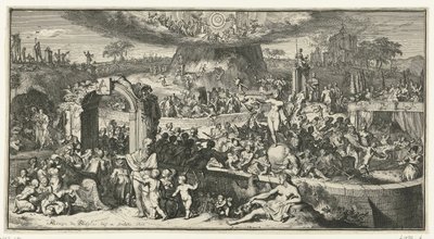 Allegorische voorstelling met Tabula Cebetis door Romeyn de Hooghe