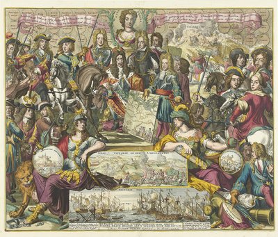 Allegorie van de overwinning van de Geallieerden in 1704, 1704-1705 door Romeyn de Hooghe
