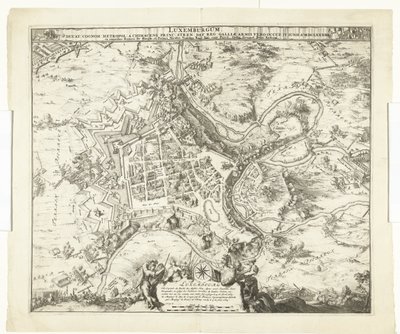 Bombardement van Luxemburg door de maarschalk de Créquy, 1684 door Romeyn de Hooghe