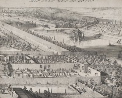 Detail van het Park in Enghien rechterhelft, 1685 door Romeyn de Hooghe