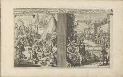 Geneesmeesters in Arclada; Jezuïet geschoren door een tolmeester in Golkonda door Romeyn de Hooghe