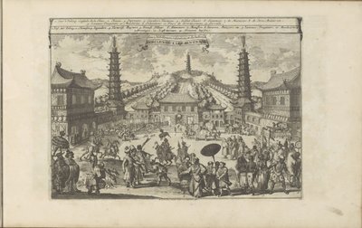 Hof in Peking door Romeyn de Hooghe