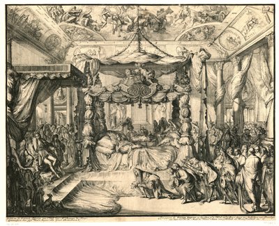 Koningin Maria II Stuart op haar sterfbed, 1695 door Romeyn de Hooghe