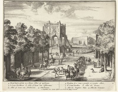 Laan in het park van Enghien Het park van Enghien (Edingen) (serie) door Romeyn de Hooghe