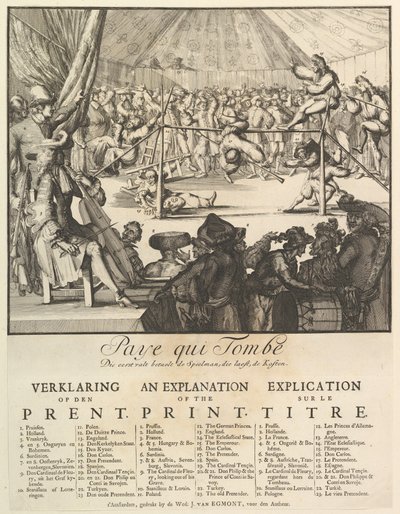 Paye qui Tombe: Die eerst valt betaalt de speelman, die laatst, de kosten The Fall of the .... door Romeyn de Hooghe