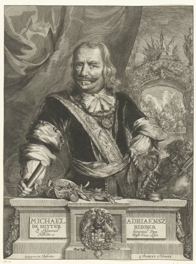 Portret van Michiel de Ruyter door Romeyn de Hooghe