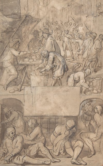 Studie voor een Titelpagina: Allegorie van Handel en een Schuldenaar