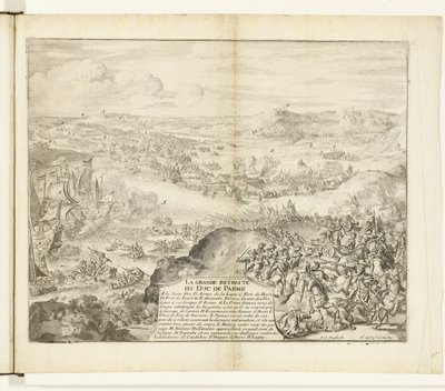 Terugtocht van het leger van de hertog van Parma, 1592 door Romeyn de Hooghe