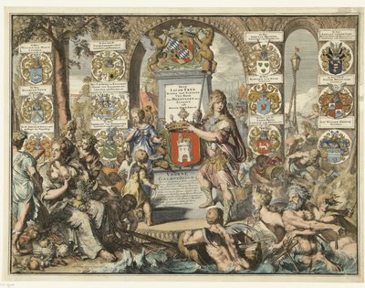Titelprent Caartboeck van Voorne, 1701 door Romeyn de Hooghe