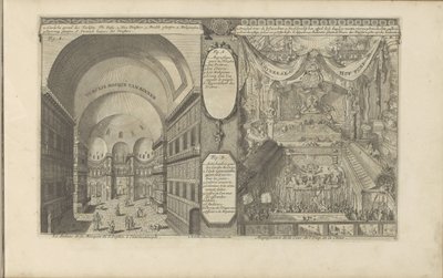 Turkse moskee in Constantinopel; Keizerlijk hof in China door Romeyn de Hooghe