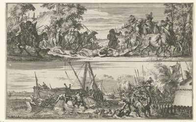 Twee voorstellingen van Franse wreedheden, 1672 door Romeyn de Hooghe