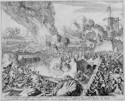 Wenen Print Cycle, Verdediging van de vestingwerken van Wenen door burgers, 1683 door Romeyn de Hooghe