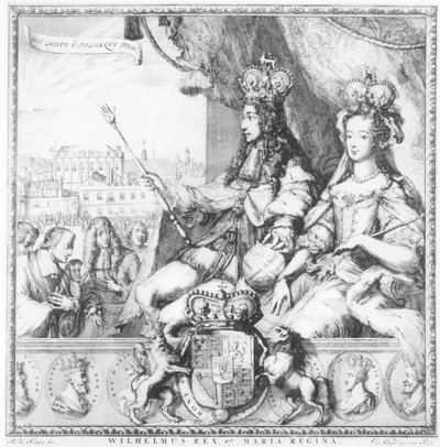 Willem III (1650-1702) en Maria II (1662-94) gegraveerd door de kunstenaar, ca.1690 door Romeyn de Hooghe