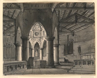 Decorontwerp, Interieur van Gotische Kapel door Romolo Achille Liverani