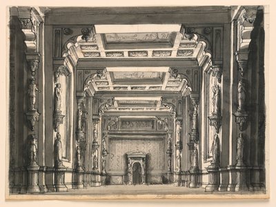 Toneelontwerp, Interieur van Gotische Hal door Romolo Achille Liverani