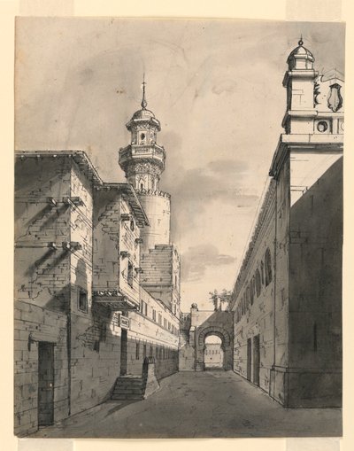Toneelontwerp, oosterse straat door Romolo Achille Liverani