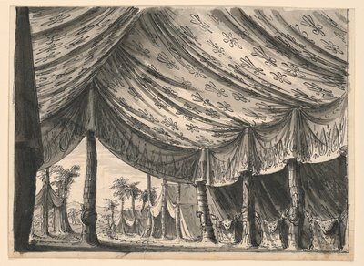 Toneelontwerp, Tent van Dzjengis Khan, voor het ballet "Dzjengis Khan" door Luigi Henry door Romolo Achille Liverani