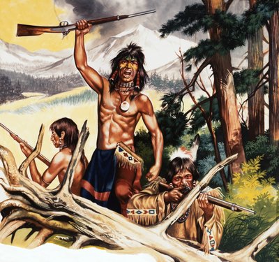 Amerikaanse indiaan met geweer door Ron Embleton