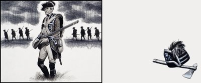 Britse soldaat ten tijde van de Amerikaanse Revolutionaire Oorlog (gouache op papier) door Ron Embleton