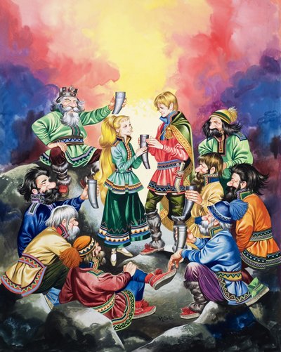 Het geheim van de trollen (gouache op papier) door Ron Embleton
