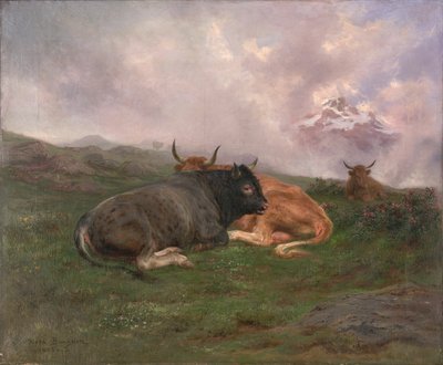 Runderen Rustend op een Heuvel in de Alpen door Rosa Bonheur
