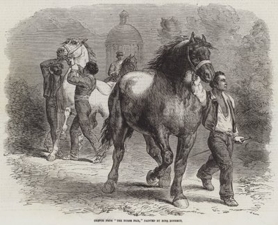 Schets van De paardenmarkt door Rosa Bonheur