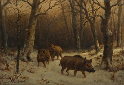 Wilde zwijnen in de sneeuw, c. 1872-1877 door Rosa Bonheur
