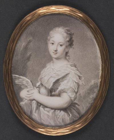 Kuisheid. Een jong meisje met een duif door Rosalba Carriera