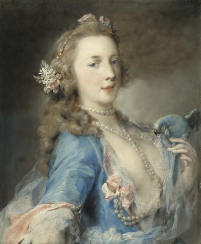 Een Jonge Dame met een Papegaai, c.1730 door Rosalba Giovanna Carriera