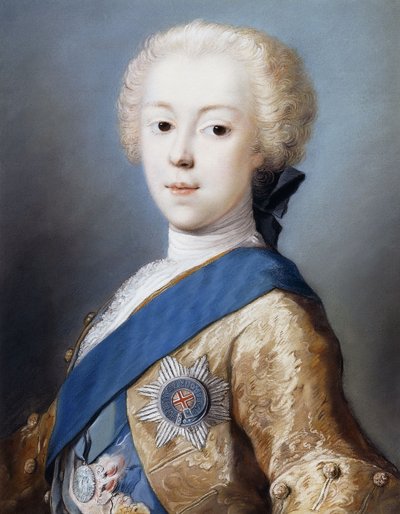 Portret van Prins Charles Edward Stuart, borstbeeld, in profiel naar links door Rosalba Giovanna Carriera