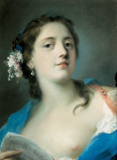 De zangeres Faustina Bordoni 1697-1781 met een muziekpartituur, ca. 1725 door Rosalba Giovanna Carriera