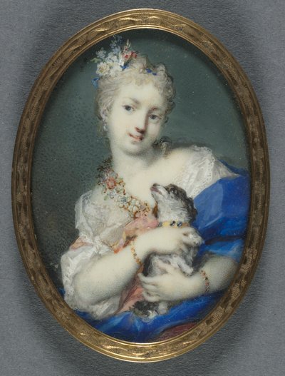 Vrouw met een hond, 1710-1720 door Rosalba Giovanna Carriera
