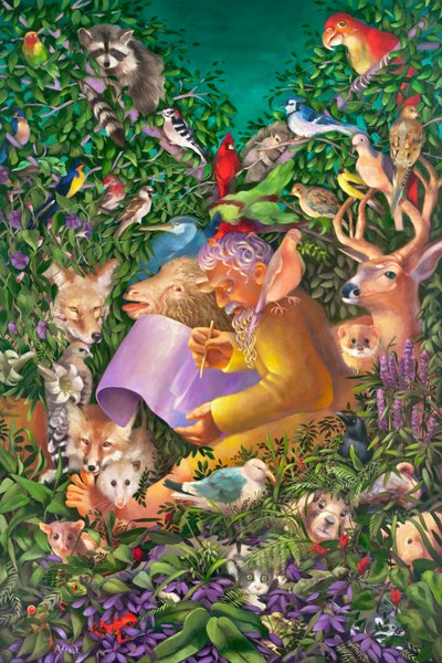 Noach en de dieren voor de zondvloed, 2004 door Rosemarie Adcock