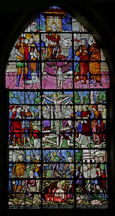 Raam met scènes uit het leven van St. Denis, 1530-40 door Rouen School