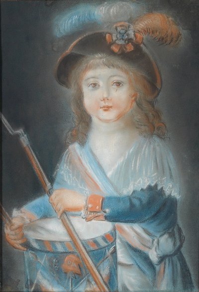 Portret van een jongen als tamboer van de Franse Revolutie door Rougemont