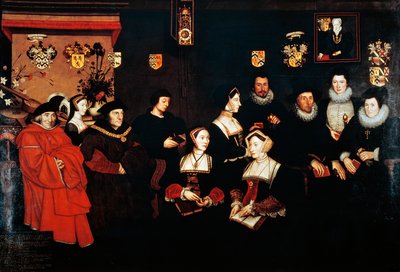 Sir Thomas More, zijn vader, zijn huishouden en zijn nakomelingen, circa 1593 door Rowland Lockey