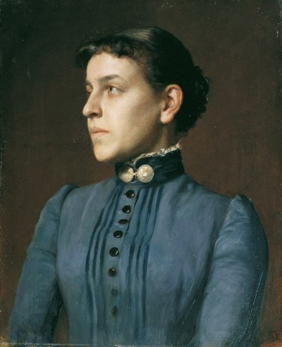 Dame in blauwe jurk door Rudolf Bacher
