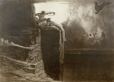 De bevrijding van Prometheus (ets) door Rudolf Jettmar