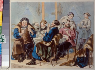 Thee en suiker. Theedrinken in een taverne door Rudolf Kasimirovich Zhukovsky