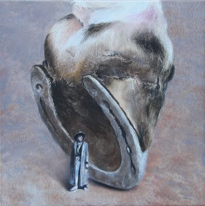 Reusachtige hoef, kleine man door Rudolf Kosow