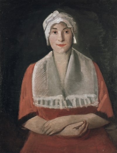Portret van een dame met een witte muts door Rudolf Kremlicka