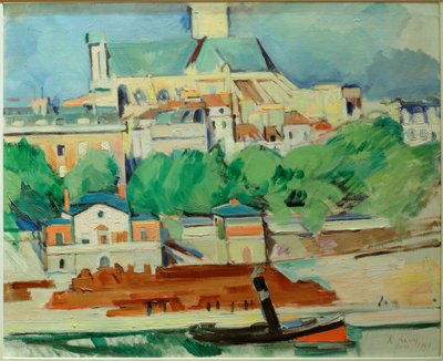 Oevers van de Seine bij St. Gervais-St. Protais door Rudolf Levy