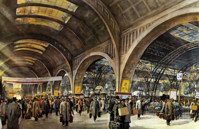Duitse Spoorwegen - Leipzig Centraal Station tijdens de beurs door Rudolf Lipus