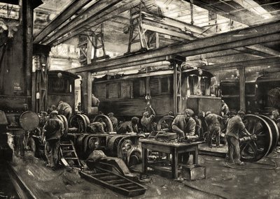 Duitse Spoorwegen - Reichsbahn reparatiewerkplaats voor elektrische locomotieven in München. 1935 door Rudolf Lipus