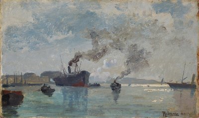 Schepen in de haven door Rudolf Ribarz