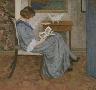 Lezer in Blauw, rond 1908 door Rudolf Vejrych